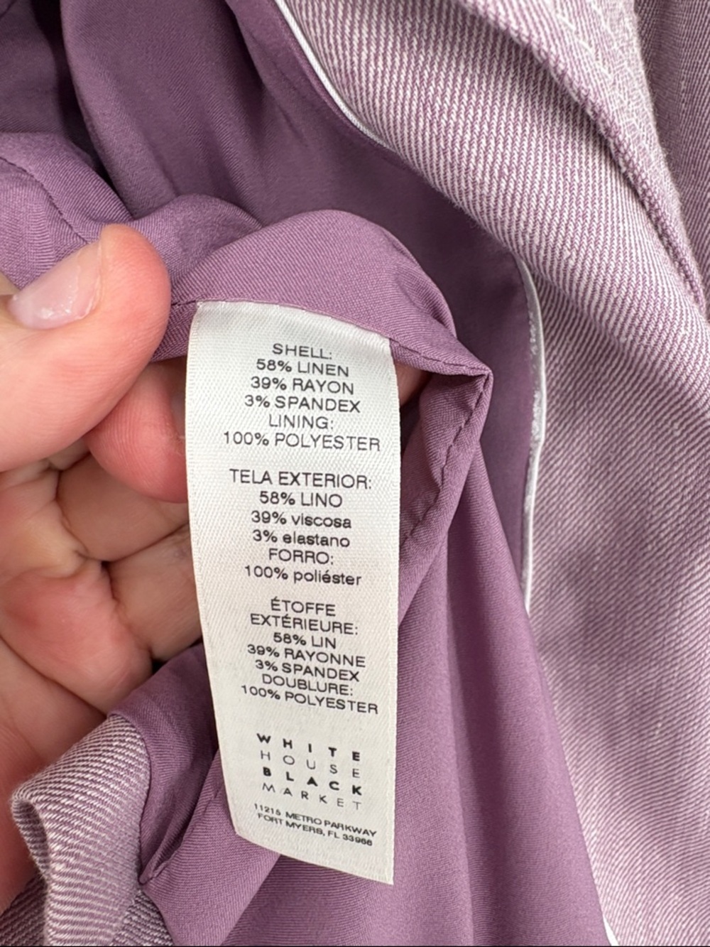🦙 WHBM linen blend Lavender Open Draped Blazer - Picture 3 of 5